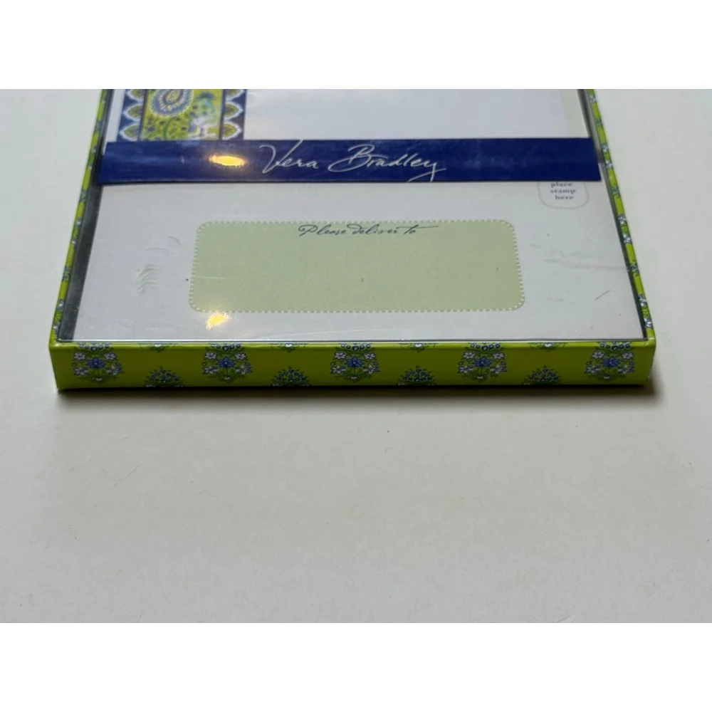 Vera Bradley CORRESPONDENCE CARDS (10) Citrus ELEPHANT Lime NOTE +Envelopes RARE